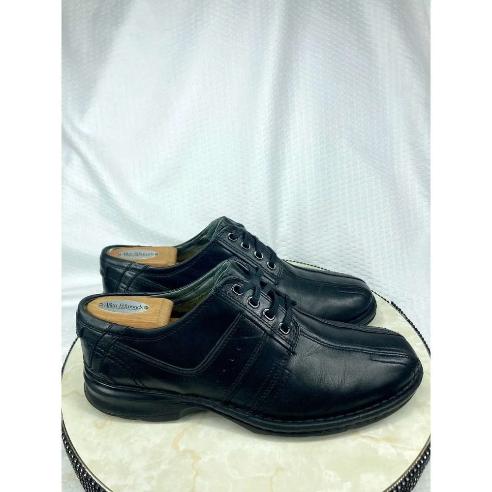 Clarks Touareg Vibe Leather Lace Up Oxford Shoes Men 9.5 Black Bicycle Toe Comfy